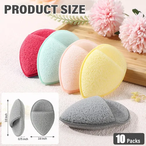 Vista 2 de 10 esponjas faciales para la limpieza diaria exfoliante, esponjas faciales para lavar la cara, esponjas exfoliantes, almohadillas faciales