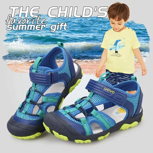 Vista 5 de Sandalias para niños, sandalias para niños, senderismo, atléticas, con puntera cerrada, para verano, playa, al aire libre, zapatos de secado rápido
