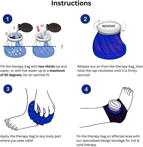 Vista 4 de Bolsa de hielo fría reutilizable REVOVIS, bolsas de hielo para agua caliente para lesiones, terapia de frío y calor, para terapia caliente es 60℃