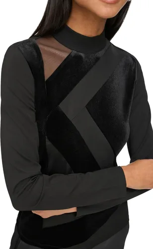 Vista 2 de Karl Lagerfeld Paris Top elástico de manga larga con logotipo para mujer