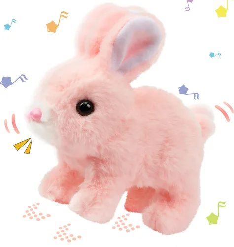 Vista 43 de Hopearl - Conejo saltarín con campana, interactivo, mascota electrónica de peluche con sonidos y movimientos, orejas que se mueven y nariz que se