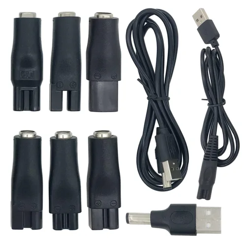 Vista 7 de Cable de carga para la mayoría de cortapelos eléctrico, afeitadora de afeitadora, pata impecable, cable de 5 V CC y adaptadores variados
