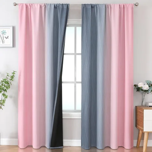 Vista 80 de Estelar Textiler Cortinas oscurecedoras beige y blanco grisáceo de 45 pulgadas de largo, cortinas graduadas con bloqueo de luz para baño, cortinas