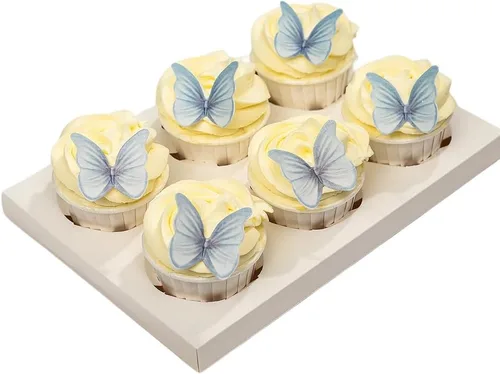 Vista 8 de Mariposas comestibles para decoración de pasteles, decoración comestible de arco iris para pasteles y cupcakes, mariposas de papel de oblea