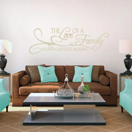 Vista 12 de Vinilo decorativo de pared The Love of A Family, pared de habitación familiar, sala de estar, cita de pared de la familia es la mayor bendición