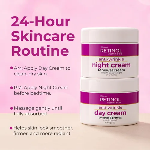 Vista 6 de LIVAURA Retinol Crema de Día y Noche para Mujer – Set Antienvejecimiento Antiarrugas Vitamin-enriched day and night cream duo that hydrates and