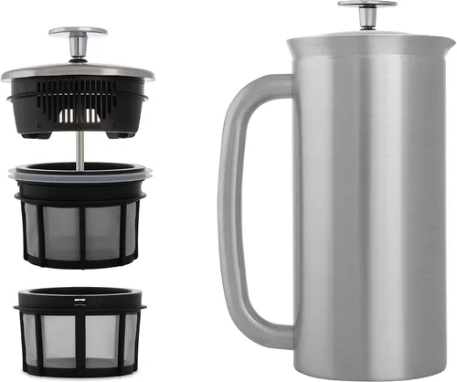 Vista 2 de ESPRO - Prensa francesa P7 - Cafetera y tetera aislada de acero inoxidable de doble pared con microfiltro - Mantiene las bebidas calientes durante