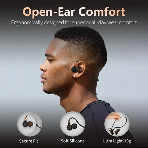 Vista 2 de Ortizan Auriculares de oreja abierta, Bluetooth 5.3 inalámbricos de conducción de aire, auriculares deportivos, sonido premium, IPX6 impermeable