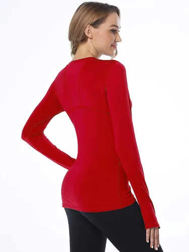 Vista 2 de CADMUS Camisa de manga larga para correr de secado rápido para mujer, camisas de entrenamiento