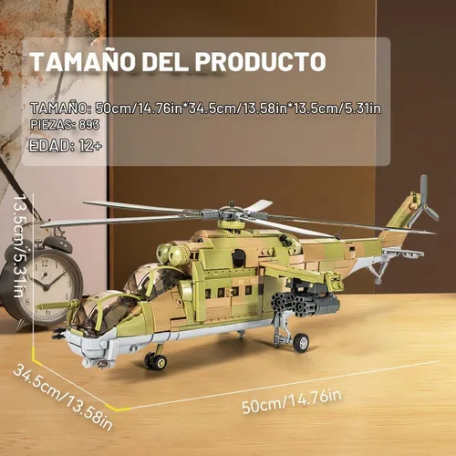 Vista 3 de DAHONPA MI-24S Helicóptero de Utilidad Media Militar del Ejército Conjunto de Ladrillos de Construcción de Avión, 850+ Piezas Bloques