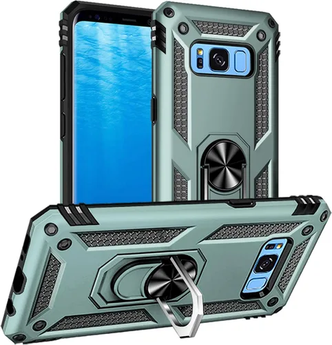 Vista 49 de Yiakeng Funda para Samsung Galaxy S8, Samsung S8, funda protectora de grado militar con anillo para Samsung Galaxy S8 (verde militar)