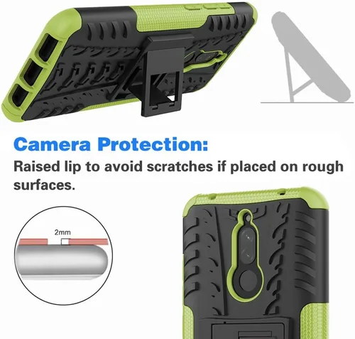 Vista 6 de Asuwish Funda de teléfono para Xiaomi Redmi 8A Redme 8 con protector de pantalla de vidrio templado y soporte delgado híbrido resistente resistente
