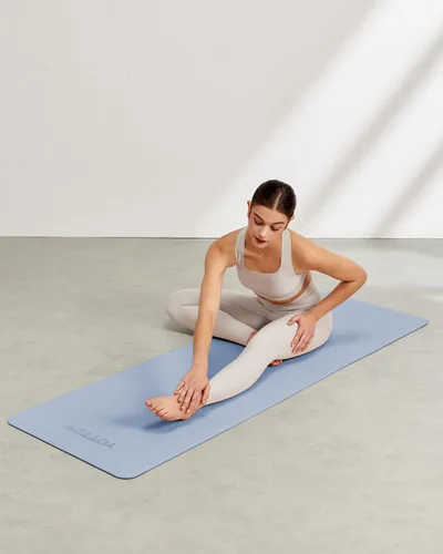 Vista 9 de Esterilla de yoga, esterilla de ejercicios antideslizante de TPE (1/4 pulgada) para pilates, fitness y entrenamientos a pie descalzo, esterilla
