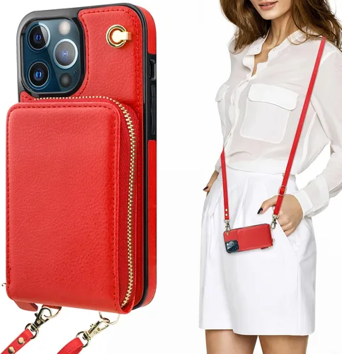 Vista 8 de KIHUWEY Funda tipo cartera tipo bandolera para iPhone 13 Pro Max