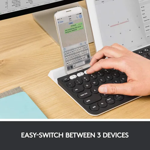 Vista 2 de Logitech K780 Teclado Inalámbrico Multidispositivo para Computadora, Teléfono y Tableta – Compatible con Control de Varios Ordenadores FLOW