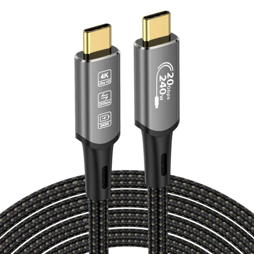 Vista 3 de Cable de extensión largo USB4 Thunderbolt 4 5M 16.5 pies 8K USB C M/M 240W carga rápida 40Gbps transferencia de datos 7680 * 4320 8K @60Hz 4K @144Hz