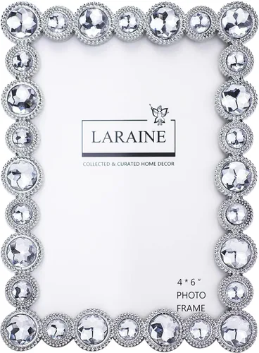 Vista 11 de LARAINE Marco de Fotos 4x6 con Diamantes de Imitación de Metal y Cristal de Alta Definición para Mostrar Fotografías en Mesa, Decorativo para el Azul