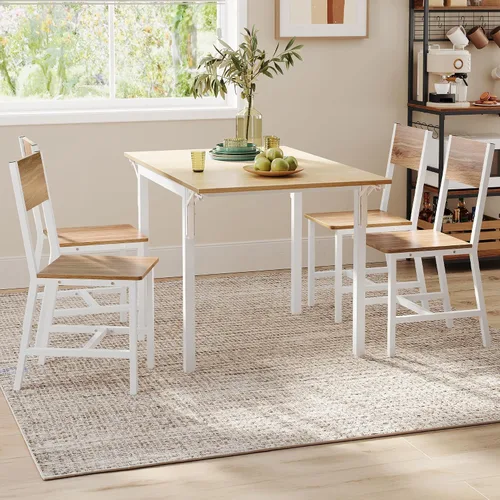 Vista 12 de VASAGLE Juego de 2 sillas de comedor, sillas de madera rústica con marco de acero metálico, fácil de montar, asiento cómodo, silla moderna de granja