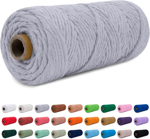 Vista 13 de CAMAL Cordón de macramé de 0.157 in x 109 yardas (328.1 ft), cuerda de algodón de color para tejer, manualidades, colgar en la pared, proyectos