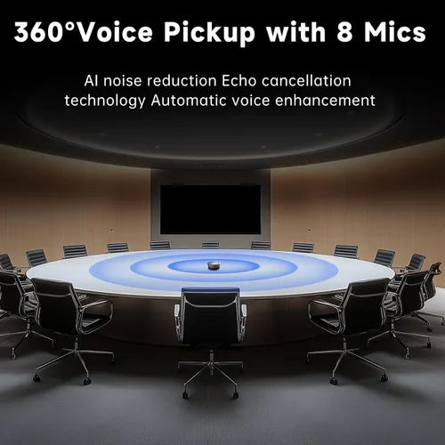 Vista 3 de Horion HM-5U - Altavoz de conferencia y micrófono con IA, altavoz Bluetooth para llamadas de conferencia, 8 micrófonos, 32 kHz, captación de voz