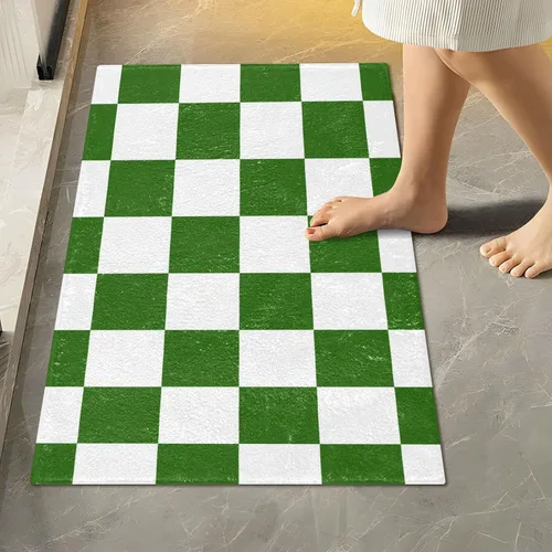 Vista 35 de Tapete de baño a cuadros de tablero de ajedrez, suave, absorbente, lavable, tapete de baño para piso de baño, tapete de baño antideslizante