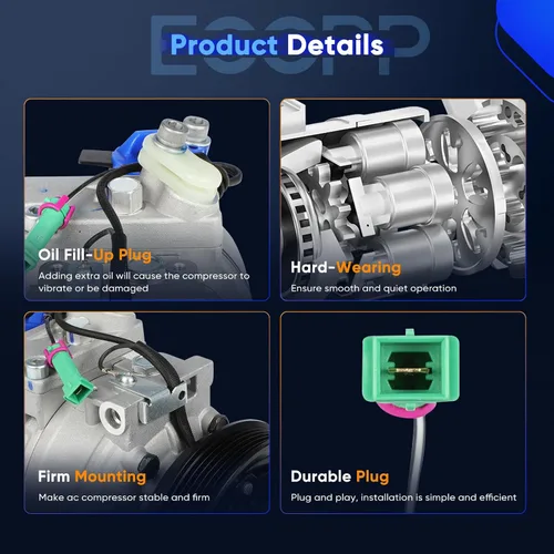 Vista 4 de ECCPP Compresor de CA con embrague 1996-2001 apto para Audi A4 2.8L 2009-2012 apto para compresor de aire acondicionado Porsche 911 3.6L