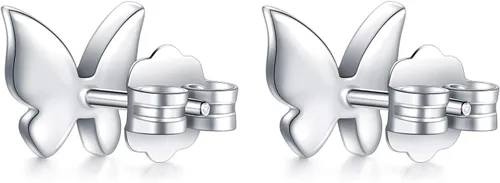 Vista 4 de Aretes de tuerca de oro macizo de 18 quilates sobre plata de ley 925, aretes de tuerca de mariposa de circonita cúbicaaretes de plata, aretes de oro