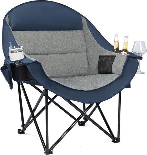 Vista 30 de Silla de camping de gran tamaño con calefacción, resistente, acolchada Negro (Allblack)
