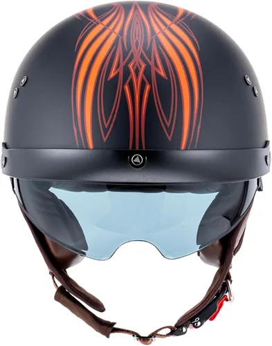 Vista 4 de VCOROS - Medio casco para motocicleta F07 de cara abierta, aprobado por DOT VCOROS Medio casco de motocicleta F07 de cara abierta aprobado por DOT