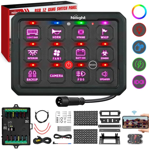 Vista 31 de Nilight Sistema de relé de control de circuito azul 12V 24V del panel