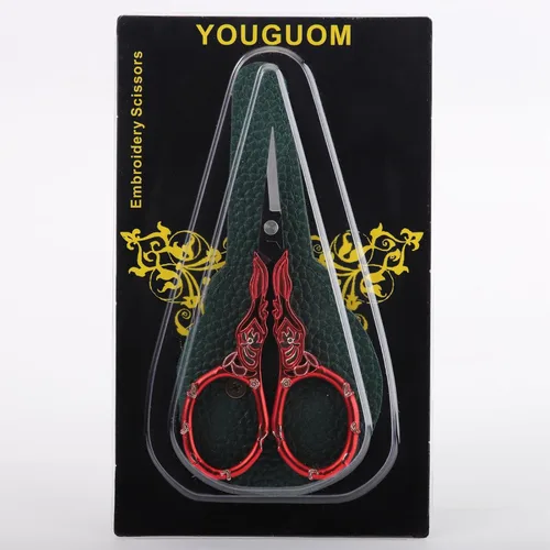 Vista 7 de YOUGUOM - Tijeras de bordado antiguas con estuche, tijeras para costura, manualidades, punto de cruz, ganchillo, hilo, tijeras de detalle y de Dorado