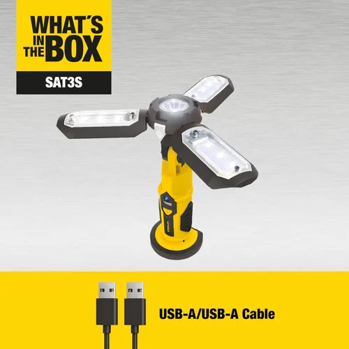 Vista 3 de STANLEY SAT3S Satellite luz de trabajo LED de 300 lúmenes recargable con cargador USB