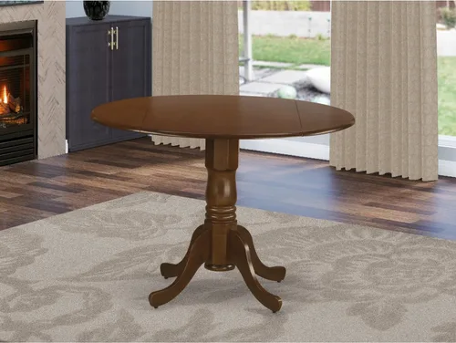 Vista 39 de HomeStock Mesa de comedor redonda de madera, mesa de cocina resistente para espacios pequeños, color negro y cereza/36 pulgadas sin gotas