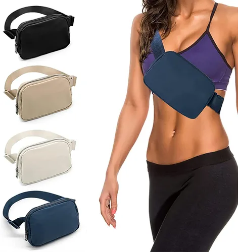 Vista 48 de Cangurera cruzada para mujer, mini bolsa para cinturón de 1 litro con correa ajustable de 32 a 51 pulgadas, bolsa de cintura pequeña para viajes