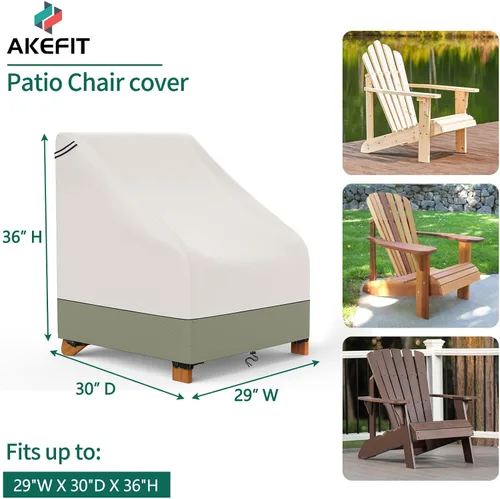 Vista 2 de AKEfit Fundas para sillas Adirondack para patio, paquete de 2 unidades, para sillas impermeables de hasta 29 pulgadas de ancho x 30 pulgadas