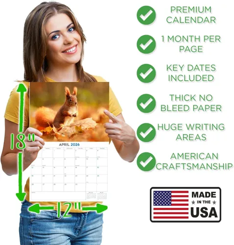 Vista 159 de Calendario de grises africanos 2025 2026 – Planificador mensual de pared de aves africanas – 12 x 18 pulgadas (abierto), calendario de pared