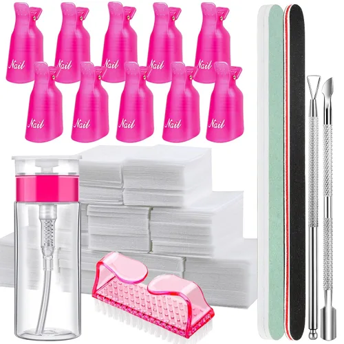 Vista 8 de Kit de herramientas de removedor de esmalte de uñas en gel FANDAMEI con pinzas para uñas, botella de removedor de esmalte de uñas de 100ml, 500