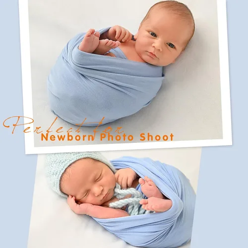Vista 7 de Envoltura de posado para recién nacido, accesorios de fotografía para recién nacidos, manta de punto elástico suave, envoltura hecha a mano