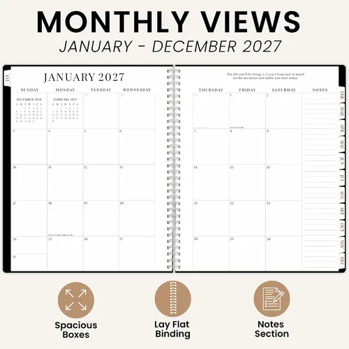 Vista 5 de Bloom Basics - Agenda 2027, año calendario (enero a diciembre) con Negro