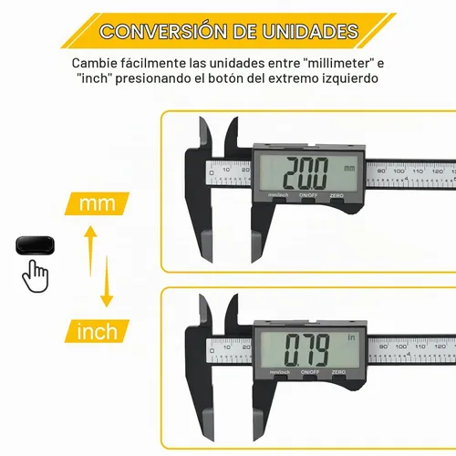 Vista 4 de Calibre digital, calibre Sangabery de 6 pulgadas con pantalla LCD extragrande, herramienta de medición de pinzas Vernier de plástico, regla