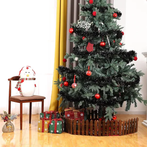 Vista 4 de Guirnalda de oropel de Navidad de 39.4 pies, guirnalda metálica giratoria, adornos colgantes brillantes para árbol de Navidad, suministros