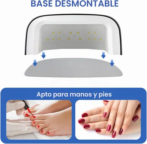 Vista 4 de Luz UV inalámbrica portátil profesional recargable de 60 W UV LED para máquina de lámpara de uñas con parte inferior de acero inoxidable extraíble