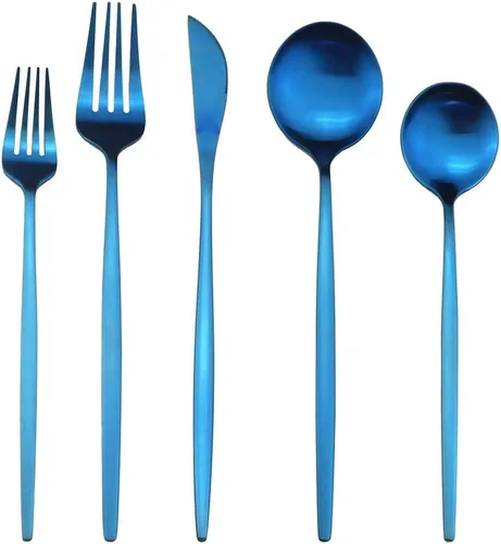 Vista 9 de Juego de cubiertos de acero inoxidable 18/10 con acabado satinado mate, 20 piezas, cuchara, tenedor, cuchillos, cubiertos, servicio para 4