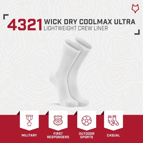 Vista 5 de FoxRiver mens Wick Dry Coolmax Ultra-lightweight Liner Crew Socks
