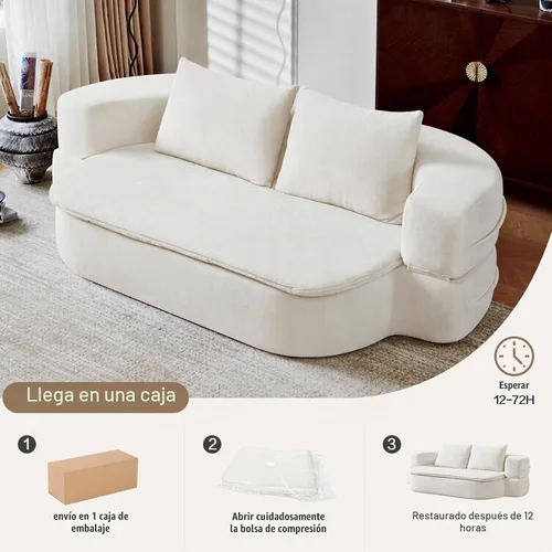 Vista 8 de Colchón plegable de espuma convertible de 79 pulgadas, sofá futón Beige