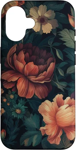 Vista 32 de Vintage Dark Flower Pattern Moody Floral Case for iPhone 17