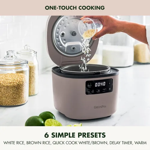 Vista 3 de GreenPan Olla arrocera avanzada, 4 tazas sin cocinar/8 tazas cocidas, olla antiadherente extraíble de cerámica sin PFAS, arroz blanco y marrón