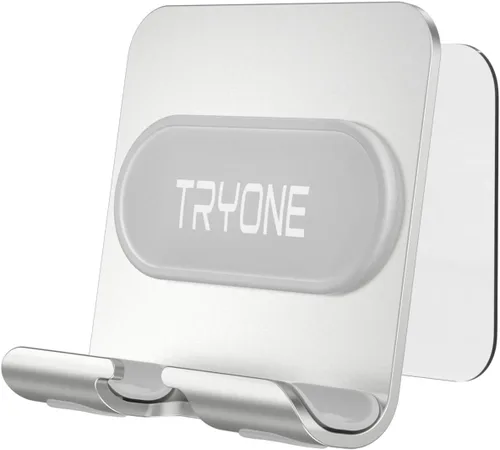 Vista 8 de Tryone Soporte de pared para teléfono celular, soporte ajustable para teléfono celular con 2 almohadillas adhesivas para baño, dormitorio, cocina