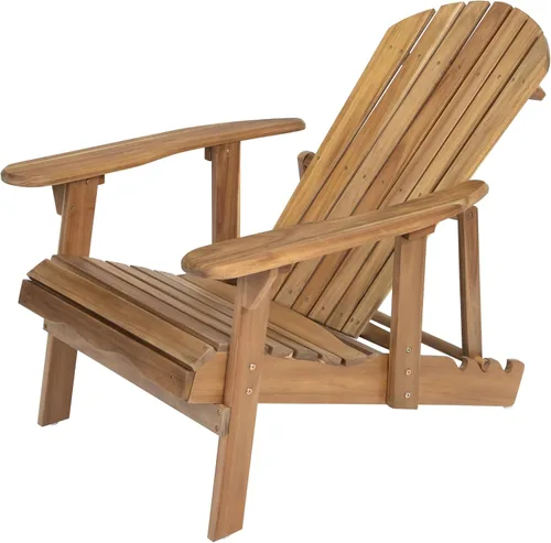 Vista 5 de Malibu Adirondack Chair: Rustic Acacia Wood Folding Patio Seat - Water-Resistant Outdoor Furniture for Backyard & Garden Relaxation - Traditional