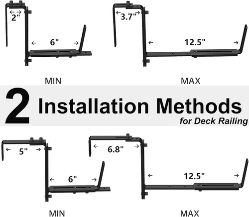 Vista 2 de Y&M 2 cajas de ventana para maceteros ajustables, ganchos resistentes para montar en la pared, ganchos duraderos para cestas de flores, soportes